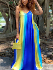 Ombre Spaghetti Strap Maxi Dresses