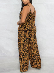 Leopard Spaghetti Strap Jumpsuits