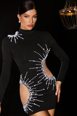 Long Sleeves Pearl Mini Dress