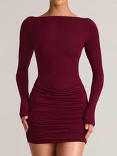 Draped Long-Sleeve Mini Dress