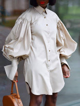 Puff Sleeve Mini Shirt Dresses