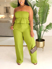 Smock Ruffle Top Pants Set