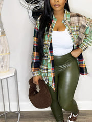 Plaid Loose-Fit Raw Edge Shirts