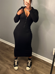 Hoodie Zip Bodycon Dresses