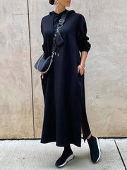 Slant Pockets Drawstring Hoodie Dresses
