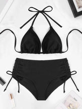 2 Pcs/Set Bikini Split Set Leisure Style Hanging Neck Bareback Strap Bikini Set Swimsuit