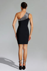 Diamante One Shoulder Mini Dress
