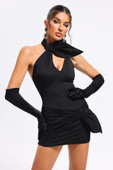 Crossneck Satin Mini Dress