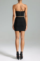 Ensemble haut bandeau et jupe à strass