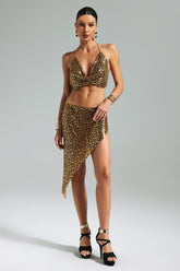 Ensemble jupe dos nu en métal léopard