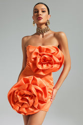 Flower Strapless Mini Dress