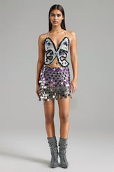 Butterfly Sequins Top - Black