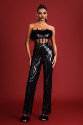 Feather Sequins Jumpsuit