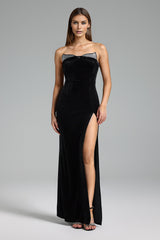 Strapless Velvet Maxi Dress