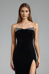 Strapless Velvet Maxi Dress