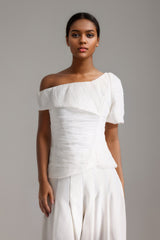 Ensemble pantalon à taille plissée asymétrique