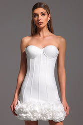 Sleeveless Fishbone Flowers Bandage Mini Dress