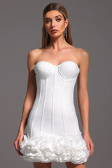 Robe mini bandage sans manches à fleurs en arêtes de poisson