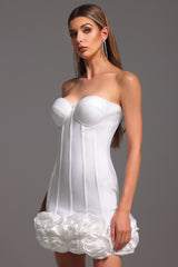 Robe mini bandage sans manches à fleurs en arêtes de poisson