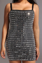 Robe mini bandage dos nu à strass - Noire