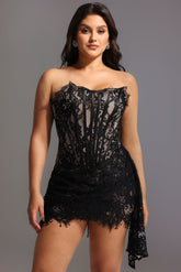 Asymmetric Lace Mini Dress