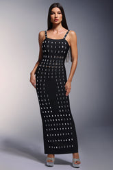 Hollow Diamond Bandage Maxi Dress