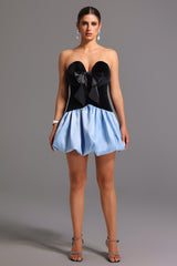 Strapless Deep-V Mini Dress