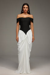 Sleeveless Off The Shoulder Wrinkles Bandage Maxi Dress