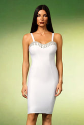 Sleeveless Diamond Tassels Bandage Mini Dress