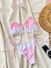 Ruffled Frilled Gradient Halter Bikini Two-pieces Bikini Set