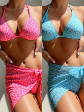 Leopard Print Bikini Set Tie-Side Swimwear Adjustable String Triangle Top & Cheeky Panties Two-Piece