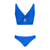 Solid Color Bikini Minimalist Design Halter & Cheeky Bottom, Cross-Border Two Piece Solid Bathing Suit