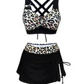 Leopard Printed Premium Bikini Set 3-Piece Swimwear Cover Up Panties Swim