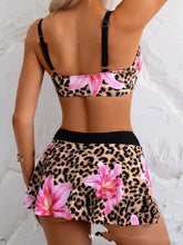 Floral Bikini Set High-Waist Swimsuit with Adjustable Ties Trendy Two-Piecewear Split Bathing Suit