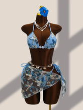 Embroidered Sequin 3 Piece Mesh Bikini Set Floral Swimsuit with Cover Up