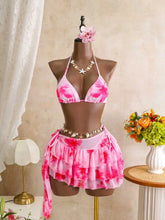 Haltered Printed Bikini Set Multi-Color 3 Piece Swimwear Floral