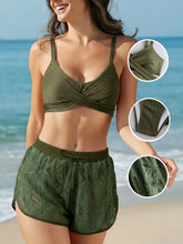 Triangle Bikini Set Bra Swimsuited Bottom See Through Cover Up 3 PCS