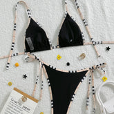 Triangle Two Piece Bikini Set Tummy Control Swimsuit Bandage Thongs
