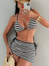 Solid Color Tie Side Bikini Set Tummy Control Two Piece Swimwear Cover Up