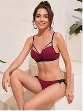 Solid Color Two Piece Bikini Set Clean Swimsuit Low Waist Bandage Panties Set