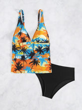 Deep V Bikini Set Strappy Halter Swim Top & Panties Printed Two Piece Swimsuit
