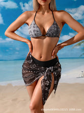 3 Piece Printed Bikini Set Triangle Top & Set Halter