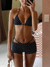 Polka Dot Bikini Set Spaghetti Strap Halter Two Piece Swimsuit Bandage Thongs Panties Set
