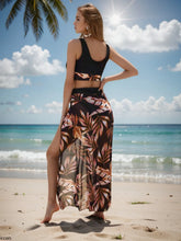Womens 3 Piece Bikini Set with Long Floral Printed Two Piece Swimsuit with Sheer Cover Up