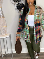 Plaid Loose-Fit Raw Edge Shirts