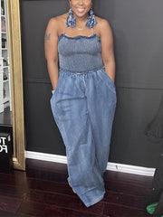 Halter Sleeveless Wide Leg Jumpsuits