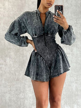 Zipper Corset Rompers