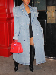 Double-Breasted Denim Trench Coats