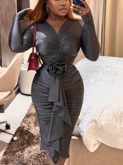 Ruched Rose Drape Dresses