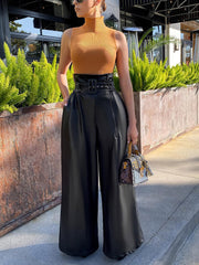 High Waist PU Leather Pants